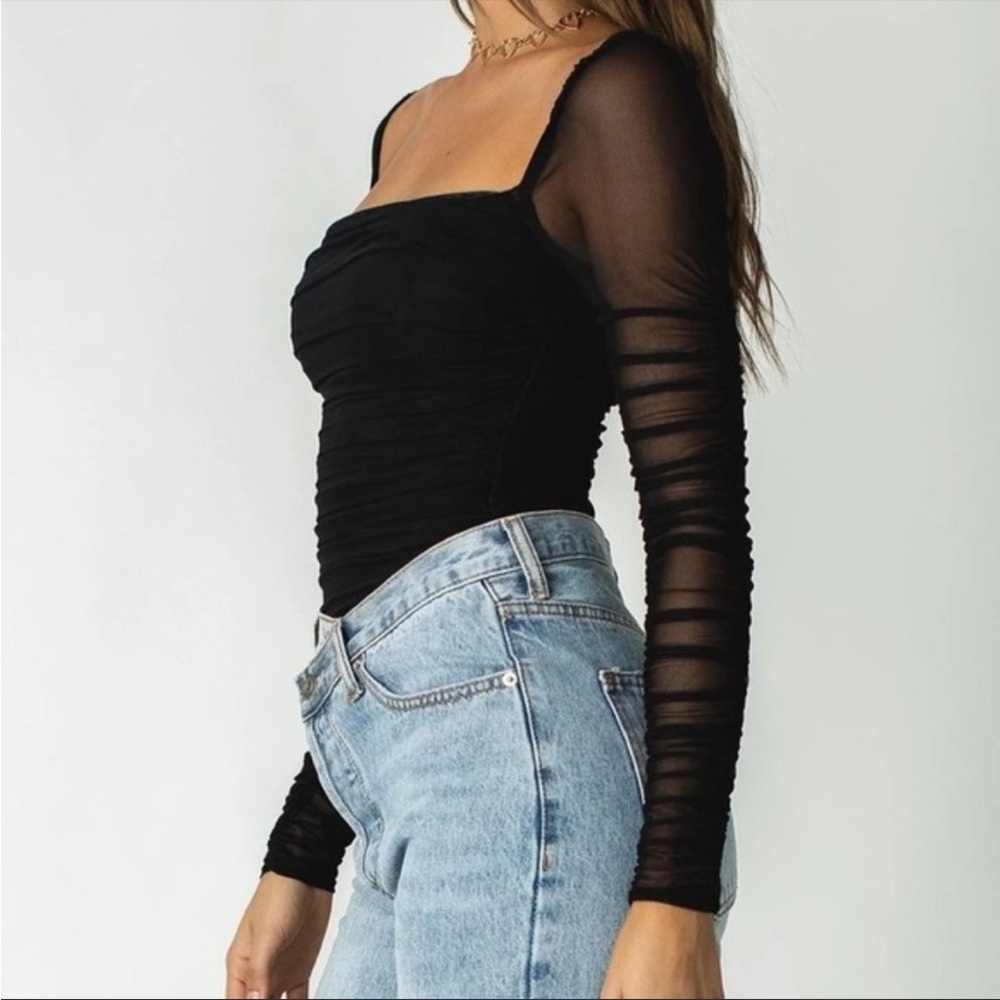 Princess Polly Delany Black Mesh Padded Bust Bodysuit